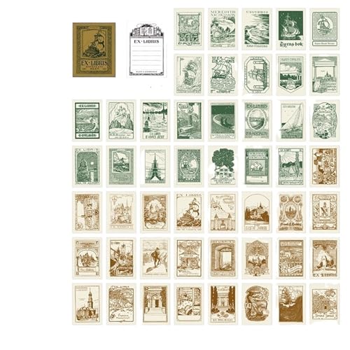 DLZFUDTY Sticker,Aufkleber 50 Stück Vintage-Materialpapier, dekoratives Tagebuch, Album, Scrapbooking-Material, Hintergrundpapier, Junk-Zeitschrift, Bastelpapier(Journey Footprints) von DLZFUDTY