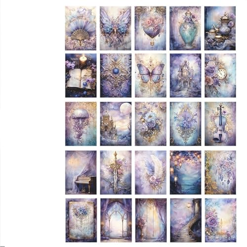 DLZFUDTY Sticker,Aufkleber 50 Teile/Paket Blumen Material Papiere for Scrapbooking Album Traum Hintergrund Dekoration Karte, Der Vintage Handwerk Papier(04) von DLZFUDTY