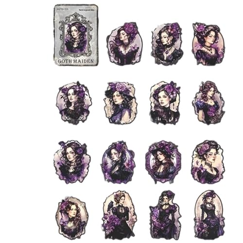 DLZFUDTY Sticker,Aufkleber 6style 30 Teile/Paket Retro PET Aufkleber Gothic Girl Serie Charakter Handbuch DIY Dekorative Material Aufkleber Dunkle Urlaub Geschenke(S21572-6) von DLZFUDTY