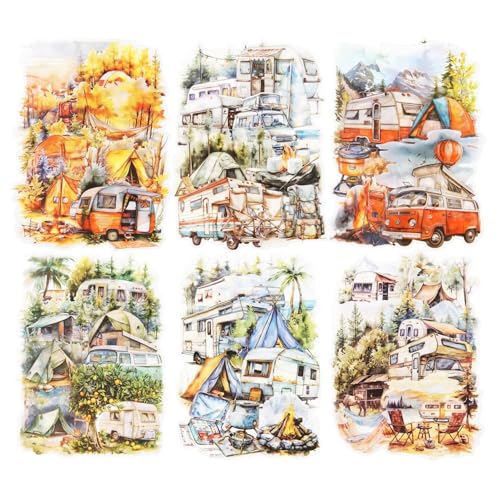 DLZFUDTY Sticker,Aufkleber Forest Journey Camping PET-Aufkleber, 120 Stück Outdoor-Abenteuer-Ephemera for Scrapbooking, Journaling, DIY-Bastelarbeiten und Kunstbedarf von DLZFUDTY