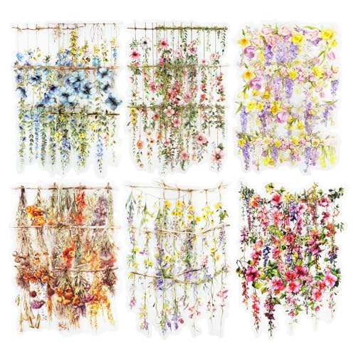 DLZFUDTY Sticker,Aufkleber Hängende Florale PET-Aufkleber-Set, 60 Stück botanische Blumenaufkleber for Scrapbooking, Journaling, DIY-Bastelarbeiten und Kunstbedarf DLZFUDTY Sticker,Aufkleber Hängende Florale PET-Aufkleber-Set, 60 Stück botanische Blumenaufkleber for Scrapbooking, Journaling, DIY-Bastelarbeiten und Kunstbedarf von DLZFUDTY