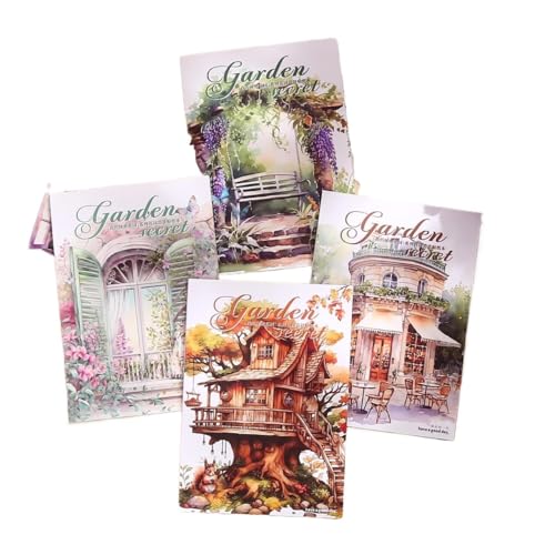 DLZFUDTY Sticker,Aufkleber Vintage Vorgeschnittenes PET-Stickerbuch-Set, Scrapbook-Kit for Junk Journals, DIY-Basteln, Ästhetische Gartendesigns Mit Aufbewahrungs-Organizer von DLZFUDTY