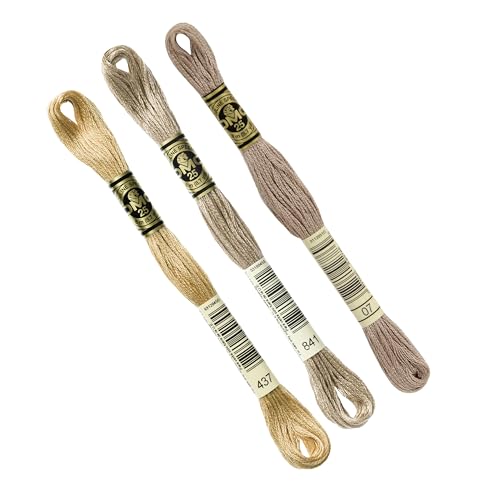 DMC - Set mit 3 DMC Garngarn, 117 MC, 100 % Baumwolle, passt auf alle Techniken und Materialien, ideal für Kreuzstich (ASSBEIGE) von DMC