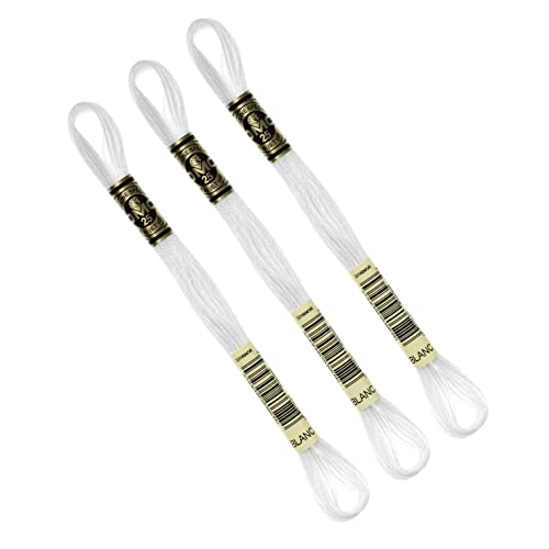 DMC - 3 Stränge Mouliné Spécial 117MC WEISS - 100% Baumwoll-Stickgarn - Für alle Sticktechniken geeignet, ideal für Kreuzstich von DMC
