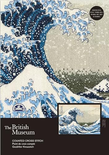 DMC Kit per Punto Croce British Museum The Great Wave, 100% Cotone, Multicolore, 15 x 1 x 15 cm von DMC