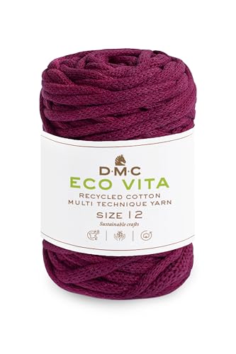 DMC - Eco Vita 12 | Recyceltes Baumwollgarn, Schlauchgarn mit einer Dicke von 4 mm | 250 g - 55 m - 24 Farben von DMC