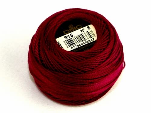 DMC Perlgarn aus Baumwolle, Größe 8, 915, pro 10-g-Knäuel. von DMC