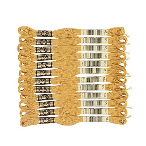 DMC Stilechtes Stickerei Baumwolle sechsreihig Floss, mittel Old Gold, 12 Stück von DMC
