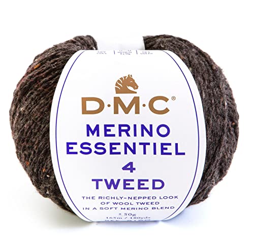 DMC Wolle Strickgarn Handstrickgarn Merino Essentiel 4 Tweed, soft merino blend mit Merinowolle (901 anthrazit) von DMC