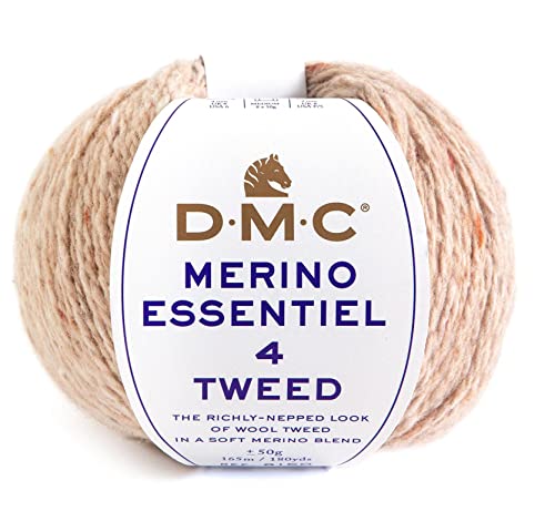 DMC Wolle Strickgarn Handstrickgarn Merino Essentiel 4 Tweed, soft merino blend mit Merinowolle (912 natur) von DMC