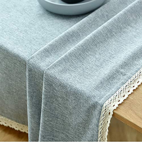 DMCE Baumwoll-leinen Faltenfrei Einfach Nordic Tischdecke,Essentials Waschbare Dekorative Tischtuch,Für Esszimmer Küche Hellblau 110x160cm(43x63inch) von DMCE