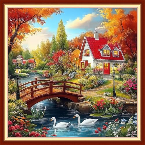DMCVIVR Gestempelte Kreuzstich-Sets für Anfänger und Erwachsene, Nadelspitzen-Sets für Anfänger, Sticksets für Erwachsene, Kreuzstich-Set für Anfänger, 11 CT-Dream Home, 45,7 x 45,7 cm DMCVIVR Gestempelte Kreuzstich-Sets für Anfänger und Erwachsene, Nadelspitzen-Sets für Anfänger, Sticksets für Erwachsene, Kreuzstich-Set für Anfänger, 11 CT-Dream Home, 45,7 x 45,7 cm von DMCVIVR