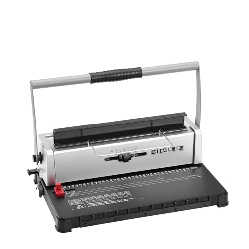 Lochbinder Spiralbindemaschine, manuelle Buchmaschine, 34-Loch-Bindung, 120 Blatt, Stanzbinder mit verstellbarem Spiralbinderücken Arbeitssparend(Manual 34inch) von DMETE