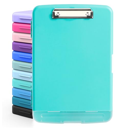 DMFLY Klemmbrett mit Aufbewahrung, robuste Clipboards mit Stifthalter, A4 Kunststoff-Klemmbretter mit Fach, starke Klemmbretter mit niedrigem Profil-Clip, ideal für die Arbeit (Mint Green) von DMFLY