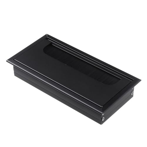 DMLAYHP Kabeldurchführung 80x80/160/275mm Aluminium Legierung Draht Loch Abdeckung Computer Tülle Linie Box Büro Schreibtisch Tisch Kabel Verschluss Kabel Klemme Hardware(Black-80x160mm) von DMLAYHP