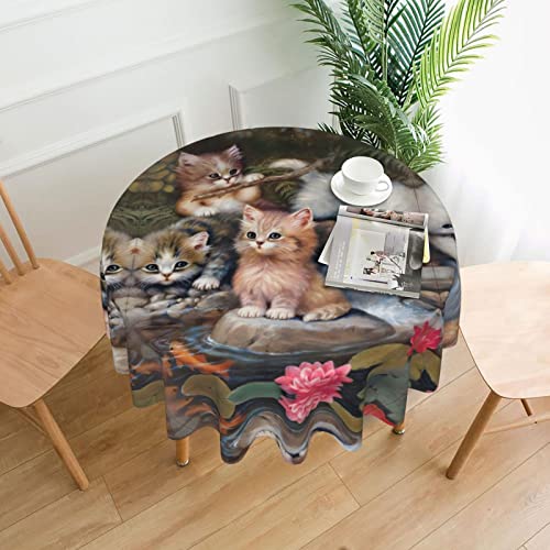DMORJ Runde Tischdecke mit niedlichem Katzenmotiv, waschbar, Polyester, ideal für Buffet-Tische, Partys, Picknick-Mittagessen. - 152 cm DMORJ Runde Tischdecke mit niedlichem Katzenmotiv, waschbar, Polyester, ideal für Buffet-Tische, Partys, Picknick-Mittagessen. - 152 cm von DMORJ