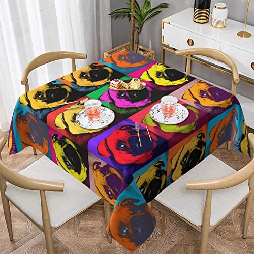 DMORJ Tischdecke mit Mops-Motiv, 152,4 x 152,4 cm, rund, ideal für Buffet-Tische, Partys von DMORJ