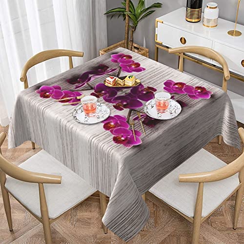 Orchideen-Tischdecke – 137 x 137 cm, waschbar, Polyester, rund – perfekt für Buffet-Tische, Partys, Urlaubsessen von DMORJ