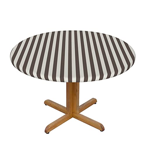 Runde Tischdecke, braun, gestreift, waschbar und wiederverwendbar, schützt und dekoriert, klein für 101,6 cm - 127 cm runde Tische Runde Tischdecke, braun, gestreift, waschbar und wiederverwendbar, schützt und dekoriert, klein für 101,6 cm - 127 cm runde Tische von DMORJ