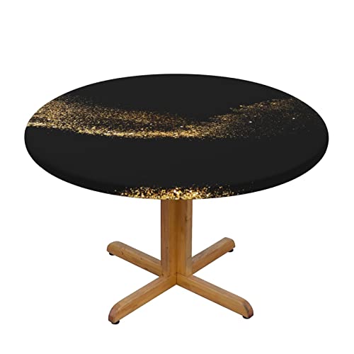 Runde Tischdecke, goldfarben, schwarz, sandfarben: waschbar und wiederverwendbar, schützt und dekoriert, Größe M für runde Tische mit 101,6 cm - 127 cm von DMORJ