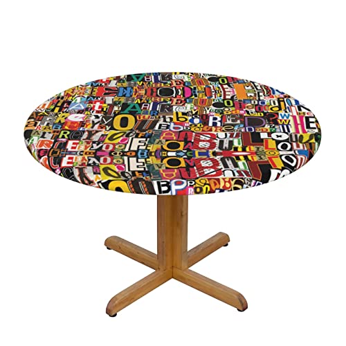 Runde Tischdecke mit Buchstaben und Zahlen: >> waschbar und wiederverwendbar, schützt und dekoriert den Esstisch, mittelgroß für 101,6 cm - 127 cm runde Tische von DMORJ