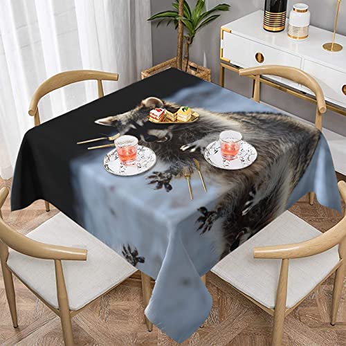 Waschbär-Tischdecke => > 152,4 x 152,4 cm, waschbare Polyester-Tischdecke, perfekt für Buffet-Tische, Partys, Urlaubsessen von DMORJ