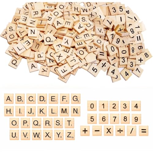 300 Stück Holzbuchstaben und Holzzahlen, Holzbuchstaben zum Basteln für Lernen, DIY Bastelprojekte, Brettspiele (Buchstaben + Zahlen) von DMSESRLS