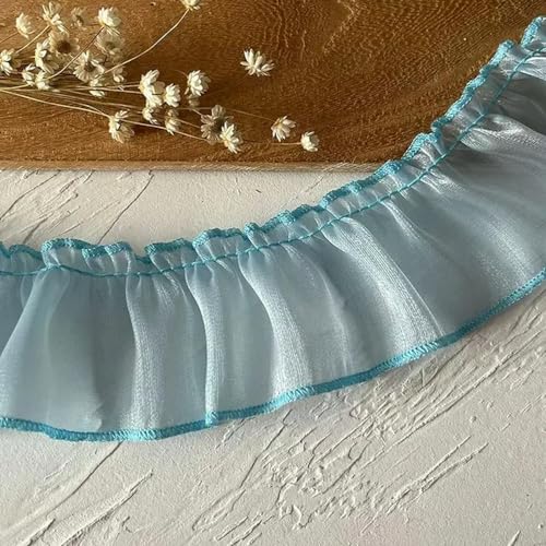 1 Meter blaue Serie Spitzenband, Zubehör, handgefertigt, DIY, dekorativer Rock, Saum, Kleidungszubehör, plissierte Rüschen, breit von DMYPHY