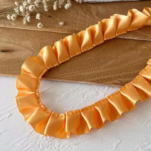 1 Meter orange Serie Spitzenband Zubehör handgefertigt DIY dekorative Rock Saum Kleidung Zubehör plissierte Rüschen breit von DMYPHY