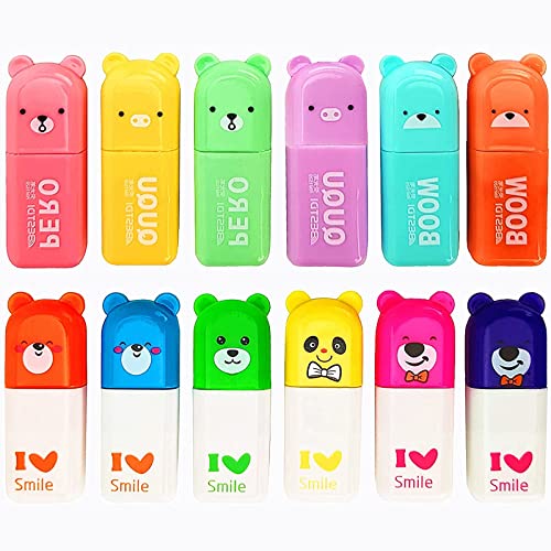 DMZK 12 Stück Textmarker, Bunte Highlighter Pen Keilspitze 1-3 mm, Kleiner Bär Textmarker Set Marker Pastell für Büros Studente Schulen Office School Tagebuch Planer Notes DMZK 12 Stück Textmarker, Bunte Highlighter Pen Keilspitze 1-3 mm, Kleiner Bär Textmarker Set Marker Pastell für Büros Studente Schulen Office School Tagebuch Planer Notes von DMZK