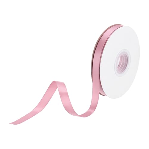 DMiotech 10 mm Satinband, 23 m/75 Fuß, dünnes doppelseitiges Ripsband aus Stoff zum Verpacken von Geschenken, Blumen, Haarstrauß, Altrosa von DMiotech