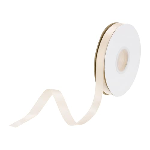 DMiotech 10 mm Satinband, 23 m/75 Fuß, dünnes doppelseitiges Ripsband aus Stoff zum Verpacken von Geschenken, Blumen, Haarstrauß, Beige von DMiotech