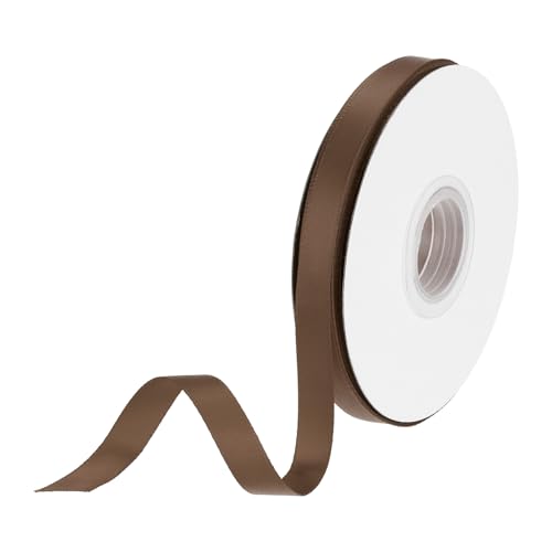 DMiotech 10 mm Satinband, 23 m/75 Fuß, dünnes doppelseitiges Ripsband aus Stoff zum Verpacken von Geschenken, Blumen, Haarstrauß, Dunkelbraun von DMiotech