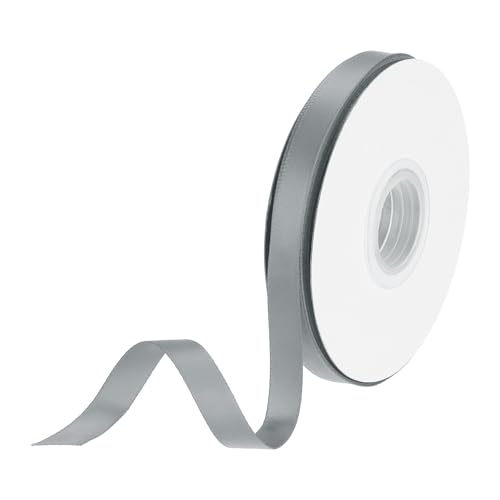 DMiotech 10 mm Satinband, 23 m/75 Fuß, dünnes doppelseitiges Ripsband aus Stoff zum Verpacken von Geschenken, Blumen, Haarstrauß, Stahlgrau von DMiotech