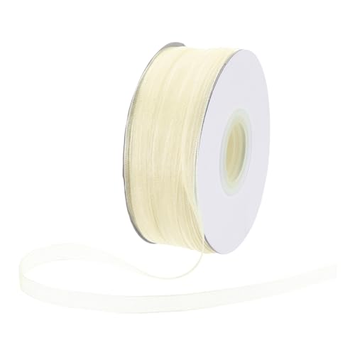 DMiotech 100 Yards Organza Band 1/4 Zoll Milky White Chiffon Band Schimmernde Transparente Geschenkband für Blumensträuße Hochzeit Geburtstag DIY Dekoration von DMiotech