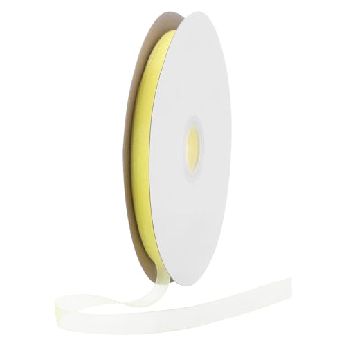 DMiotech 100 Yards Organzaband, 3/8 Zoll, gelbes Chiffonband, schimmernd, transparent, Geschenkverpackungsbänder für Blumensträuße, Hochzeit, Geburtstag, DIY-Dekoration von DMiotech