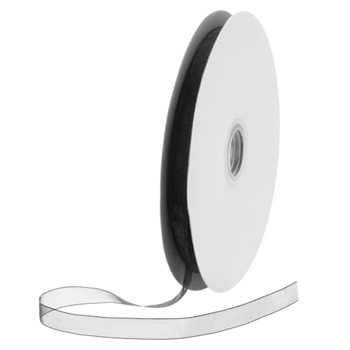 DMiotech 100 Yards Organzaband, 3/8 Zoll, schwarzes Chiffonband, schimmernd, transparent, Geschenkverpackungsbänder für Blumensträuße, Hochzeit, Geburtstag, DIY-Dekoration von DMiotech