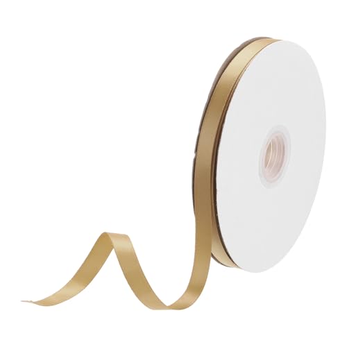 DMiotech 10mm Satinband 46m/150ft Dünnes doppelseitiges Stoff-Grosgrainband zum Verpacken von Geschenken, Blumensträußen, Haarblumen, Gold von DMiotech