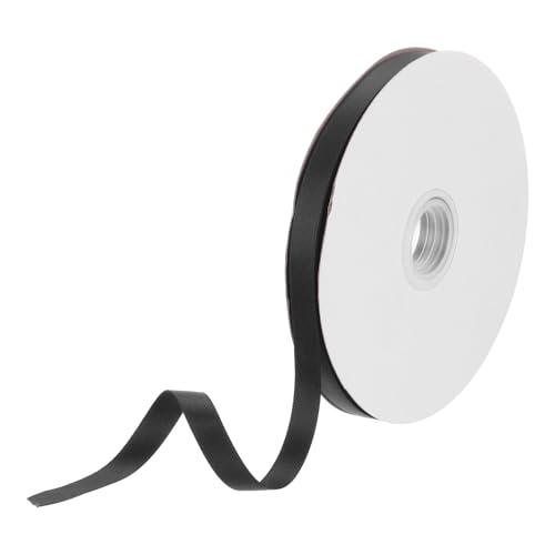 DMiotech 10mm Satinband 46m/150ft Dünnes doppelseitiges Stoff-Grosgrainband zum Verpacken von Geschenken, Blumensträußen, Haarblumen, Schwarz von DMiotech