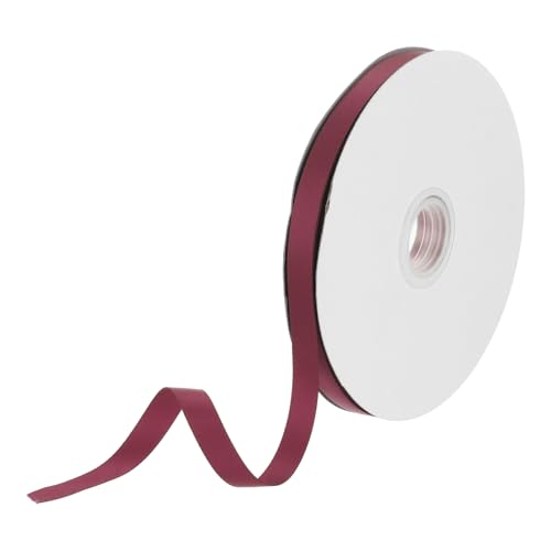 DMiotech 10mm Satinband 46m/150ft Dünnes doppelseitiges Stoff-Grosgrainband zum Verpacken von Geschenken, Blumensträußen, dunkelrot von DMiotech