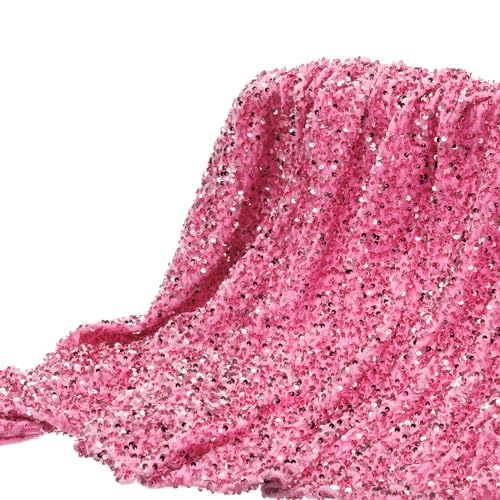 DMiotech 2 Meter Rosa Paillettenstoff Samt Glitzernd Schillernd 1,2 Meter Breite für DIY Nähen Tischdecke Hintergrund Kleidung Kleid von DMiotech
