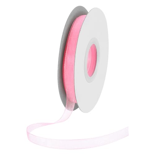 DMiotech 25 Yards Organzaband 1/4 Zoll hellrosa Chiffonband schimmernde transparente Geschenkverpackungsbänder für Blumensträuße, Hochzeit, Geburtstag, DIY-Dekoration von DMiotech