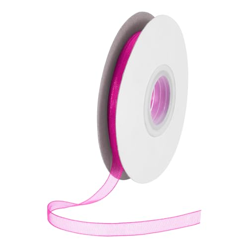 DMiotech 25YardsOrganzaband1/4Zoll@tiefrosarotes@ChiffonbandSchimmerndes,transparentesGeschenkverpackungsbandfürBlumensträuße,Hochzeit,Geburtstag,DIY-Dekoration von DMiotech
