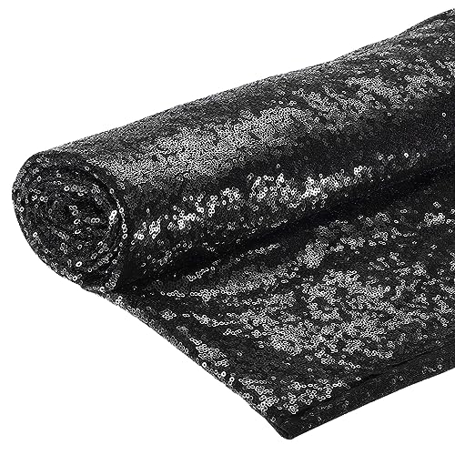 DMiotech 4 Meter Schwarzer Paillettenstoff Glitzerndes Schillerndes Bling Mesh 1,5 Meter Breite für DIY Nähen Tischdecke Hintergrund Kleidung Kleid von DMiotech