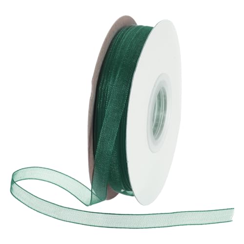 DMiotech 50 Yards Organza Band 1/4 Zoll Dunkelgrünes Chiffonband Schimmerndes Transparentes Geschenkverpackungsband für Blumensträuße Hochzeit Geburtstag DIY Dekoration von DMiotech