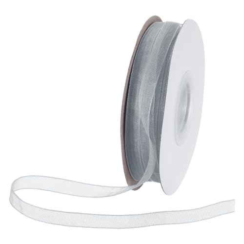 DMiotech 50 Yards Organza-Band 1/4 Zoll Graues Chiffon-Band Schimmerndes Transparentes Geschenkverpackungsband für Blumensträuße Hochzeit Geburtstag DIY Dekoration von DMiotech