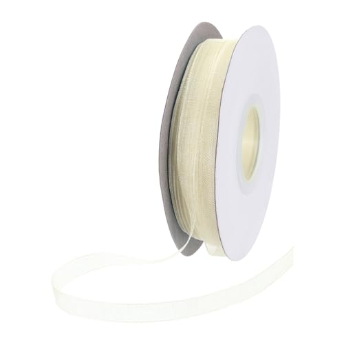DMiotech 50 Yards Organza Band 1/4 Zoll Milky White Chiffon Band Schimmernde Transparente Geschenkband für Blumensträuße Hochzeit Geburtstag DIY Dekoration von DMiotech