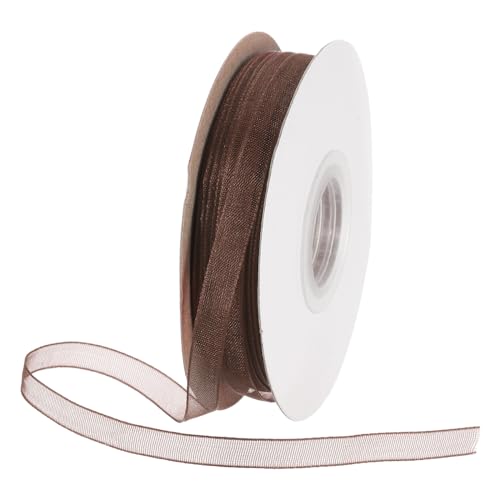 DMiotech 50 Yards Organza Band 1/4 Zoll Tiefbraunes Chiffonband Schimmerndes Transparentes Geschenkverpackungsband für Blumensträuße Hochzeit Geburtstag DIY Dekoration von DMiotech