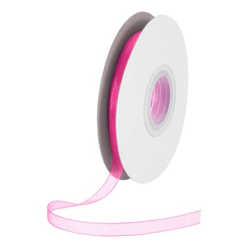 DMiotech 50 Yards Organzaband, 3/8 Zoll, rosarotes Chiffonband, schimmernd, transparent, Geschenkverpackungsbänder für Blumensträuße, Hochzeit, Geburtstag, DIY-Dekoration von DMiotech