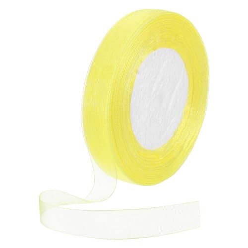 DMiotech 50 Yards Organzaband, 5/8 Zoll, gelbes Chiffonband, schimmernd, transparent, Geschenkverpackungsbänder für Blumensträuße, Hochzeit, Geburtstag, DIY-Dekoration von DMiotech
